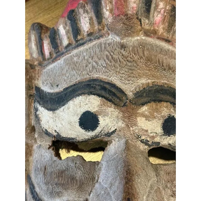 Tribal Southeast Asian Folk Art Wooden Mask For Sale - Image 3 of 8