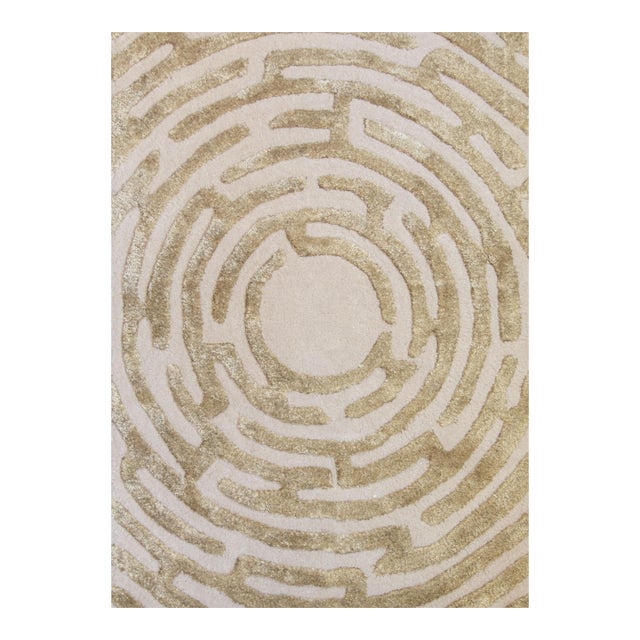 Sample Amiens Maze Rug, Wheat Tan, 12x12 For Sale