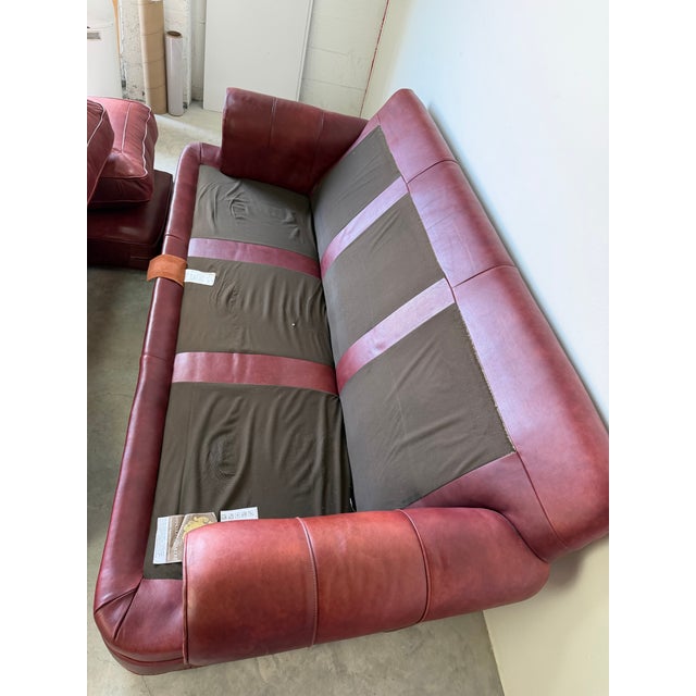Vintage Hancock & Moore English Style Red Leather 3-Seater Sofa For Sale - Image 11 of 12