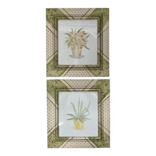 Original Botanical Watercolors in Hand Painted Frames a Pair For Sale