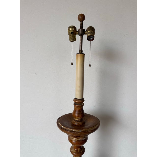 1960s Hollywood Regency Turned Wood Floor Lamp For Sale - Image 12 of 12