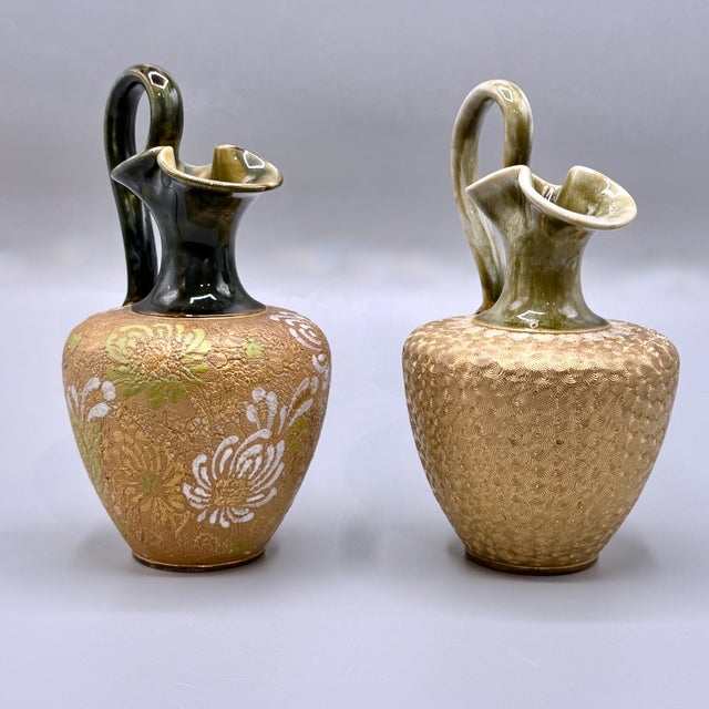 Antique Art Nouveau Stoneware Vases from Royal Doulton Lambeth, 1890s, Set of 2 For Sale - Image 4 of 18