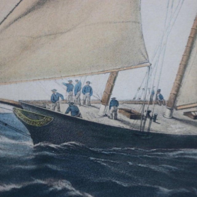 Antique Seascape Print of “The America” Winner of the Cowes Club Cup C1851 For Sale - Image 12 of 18