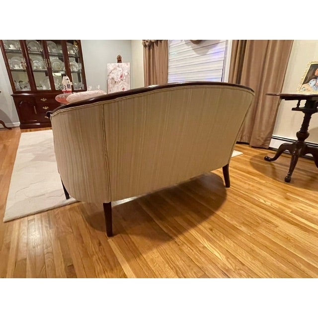 Neoclassical Sheraton Revival Barrel-Back Settee For Sale - Image 3 of 6