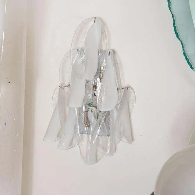 Mid-Century Modern 1960s Lattimo Murano Glass Sconces - a Pair For Sale - Image 3 of 7
