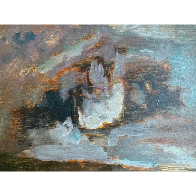 2020s 2024 Listed British Artist Oil Painting of Clouds on Winchester Beach, Custom Framed For Sale - Image 5 of 10