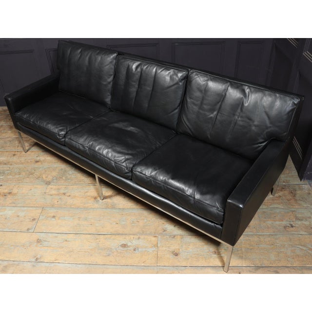 Mid-Century Modern Black Leather Sofa, 1970 For Sale - Image 12 of 16