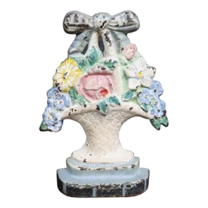 Cast Iron Door Stop/Basket of Flowers