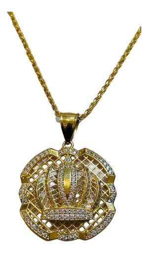 Natural Diamond 1.25 Carat Large Pendant in 14 Karat Gold with Rope Chain