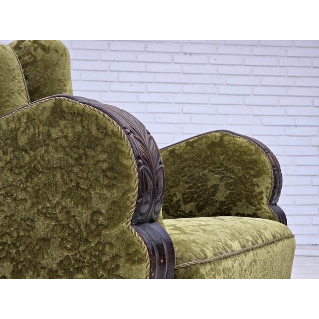 Mid-Century Modern Vintage Danish Relax Chair in Furniture Velour and Oak, 1950s For Sale - Image 3 of 18