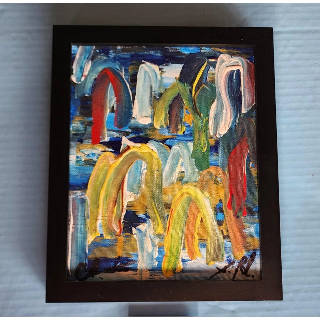Original oil on canvas abstract collaboration between known artist John Ross Palmer and Chuck Reddick.