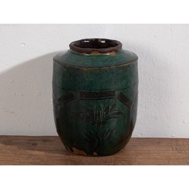 Antique Glazed Ceramic Vase For Sale - Image 4 of 7