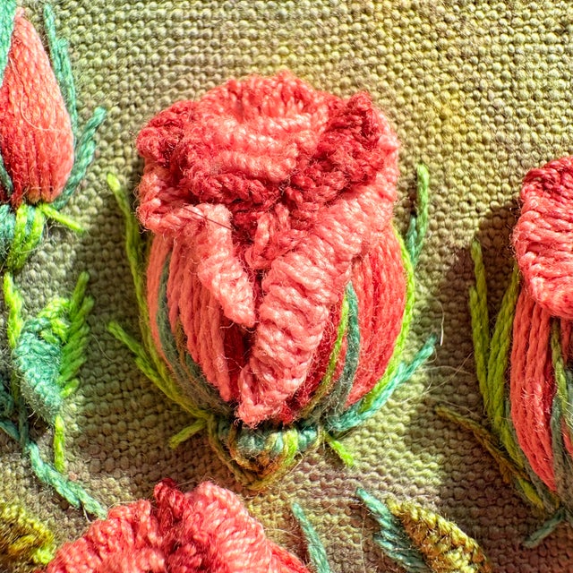 3d Rose Stumpwork Embroidery Art, Framed Botanical Sculpture, Handmade Floral Wall Decor For Sale - Image 9 of 15
