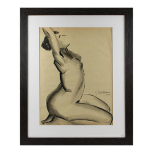 Female Nude Study Black Pencil Drawing by G. Debotoiyche, 1923