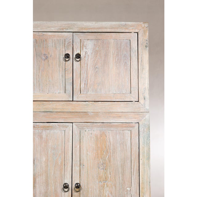 Vintage Chinese Whitewashed Elm Compound Cabinet, Mid-20th Century For Sale - Image 15 of 17