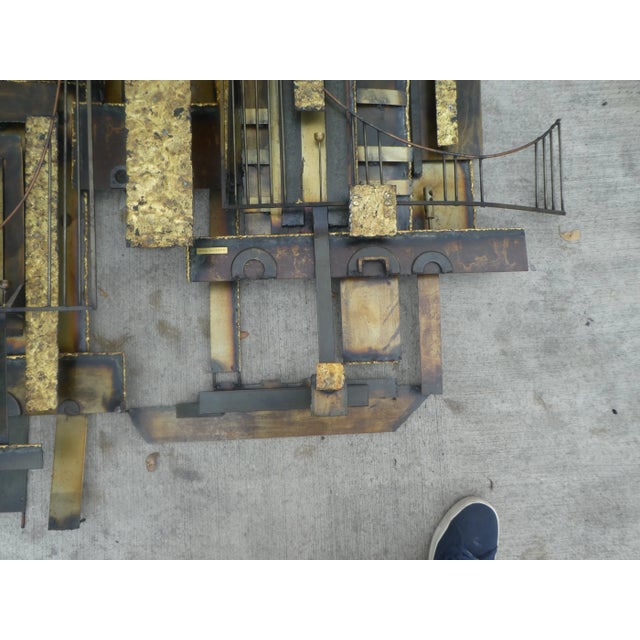 Large Mid-Century Silvio Giovenetti Brutalist Cityscape Wall Art For Sale - Image 9 of 13