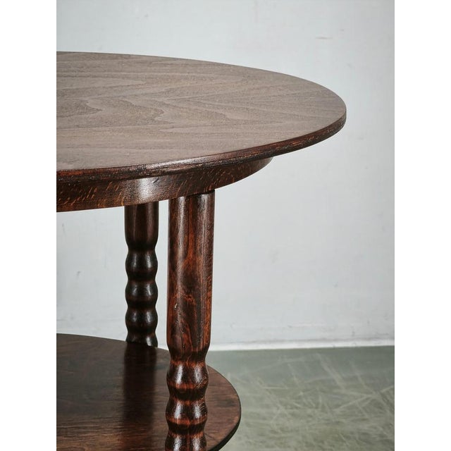 Vintage Czech Art Deco Oval Beech Side Table with Lower Shelf, 1920s For Sale - Image 6 of 13