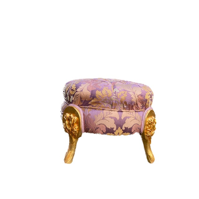 1990's Century Ottoman in French Louis XVI in Gild Beech and Purple