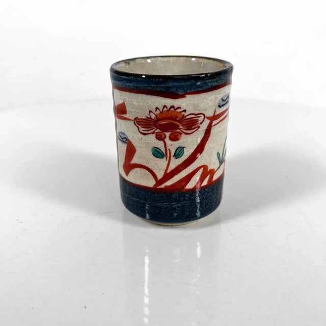 1960s Asian Art Pottery Oriental Flower Cup For Sale - Image 10 of 10