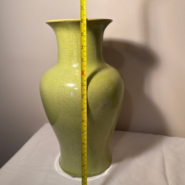 2010s Emissary Home and Garden Large Chartreuse Green Ceramic Baluster Urn Vase 16h For Sale - Image 5 of 5