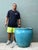 Vintage Blue Glazed Ceramic Planter For Sale In West Palm - Image 6 of 12