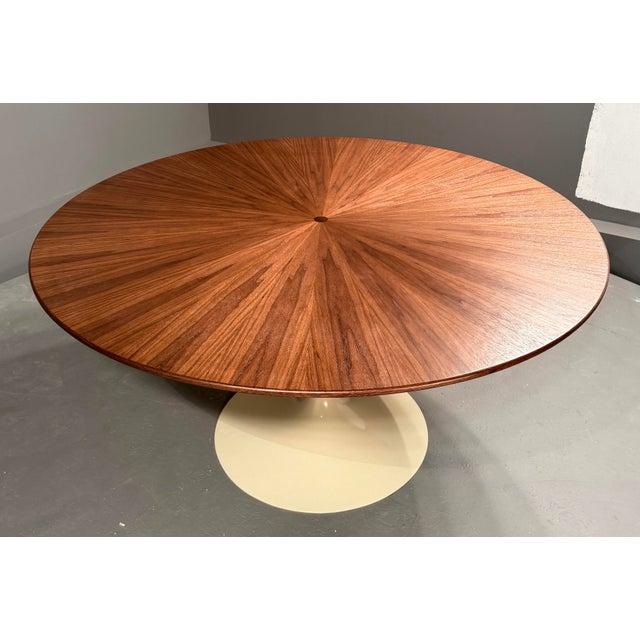 1960s Aaron Saxton Radial Walnut Table Top for 6–8 Seater Dining Table For Sale - Image 6 of 10