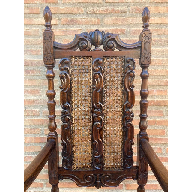 Early 20th Century Louis XVI Style French Carved Walnut Armchair with Reed Seat For Sale In Miami - Image 6 of 18