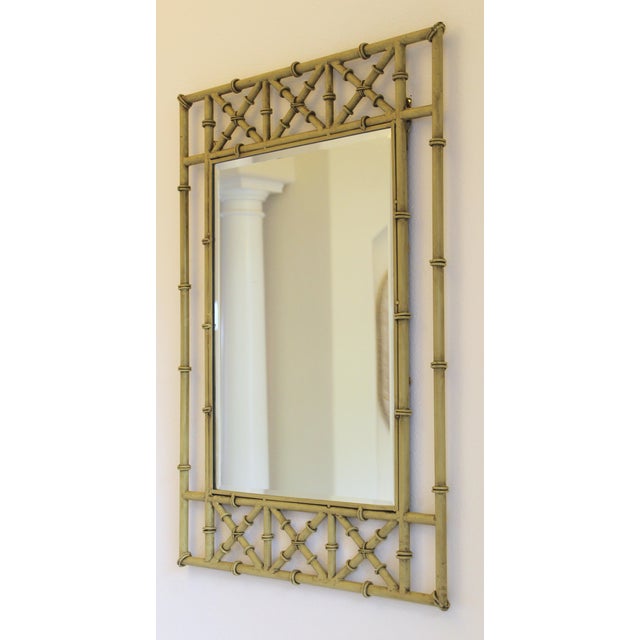 Vintage Hollywood Regency Faux Bamboo Console Table & Mirror Set Demilune Palm Beach Regency 1970s For Sale In Naples, FL - Image 6 of 18