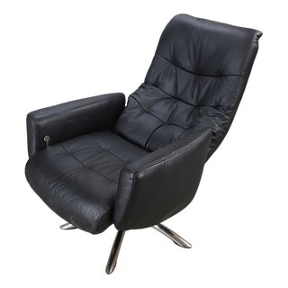 Vintage Black Leather Chair with Chrome X-Frame Base, 1980s For Sale