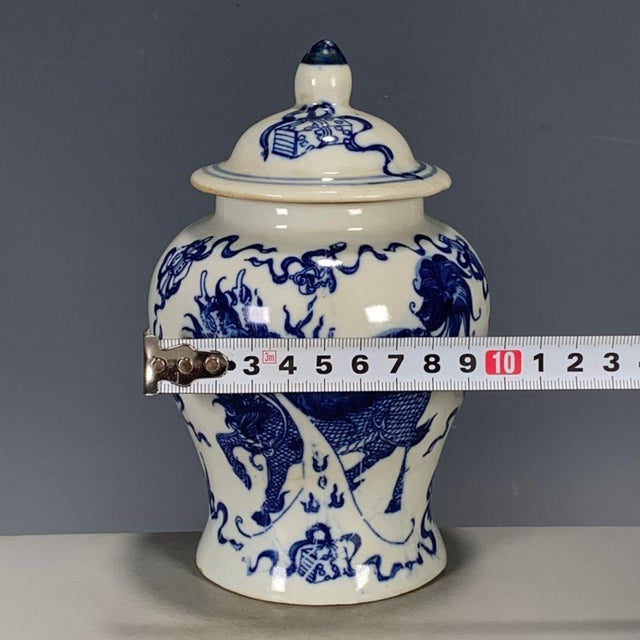 1980s Antique Style Small Ginger Jar With Qilin Motif, 6.5" Tall For Sale - Image 5 of 9