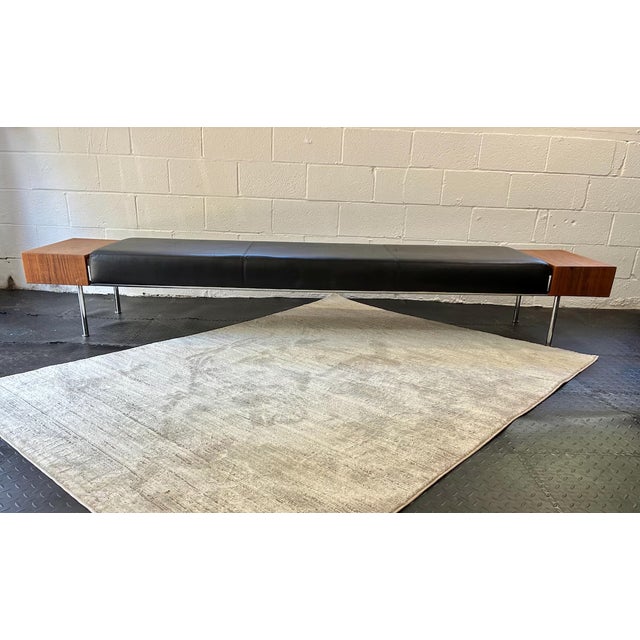 Leather and Wood Gallery Style Modern Bench From Keilhauer of Canada For Sale - Image 12 of 12