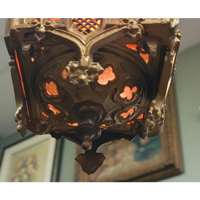 Petite 1920s Hanging Lantern Chandelier For Sale - Image 4 of 10