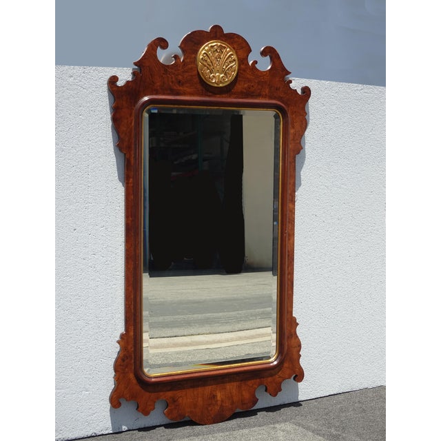 Henredon 54" Tall Vintage Henredon French Chippendale Brown Gold Gilt Wall Mantle Mirror For Sale - Image 4 of 12