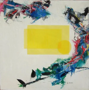 B. Kline, Yellow Abstract, Oil on Canvas