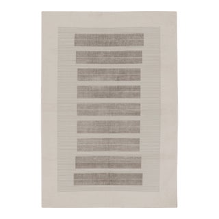 Rug & Kilim’s Dhurrie Rug in Cream and Beige Stripes For Sale