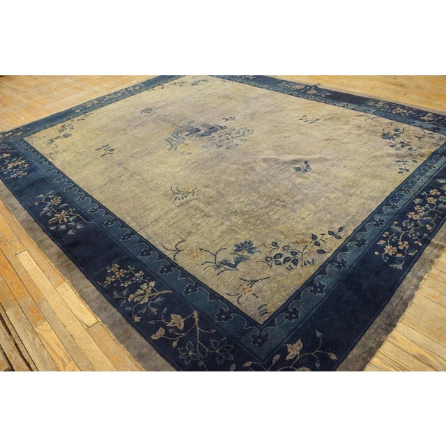 Antique Chinese Peking Rug, Size: 9' 3'' x 11' 6''. Antique Peking Room Size Wool Blue, Gray Rug, Country of Origin:...