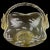 Mid-Century Modern Vintage Murano Gold Flecks White Blue Daisy Pattern Italian Art Glass Rope Handle Basket Bowl For Sale - Image 3 of 8