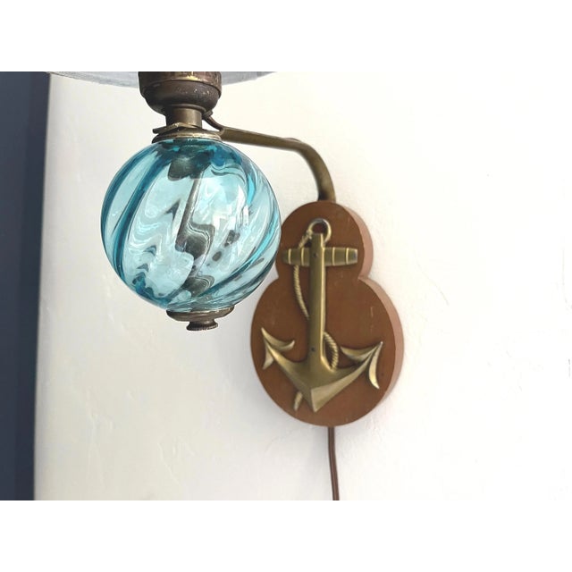 Wood Nautical Glass Ball & Anchor Sconces - a Pair For Sale - Image 7 of 18