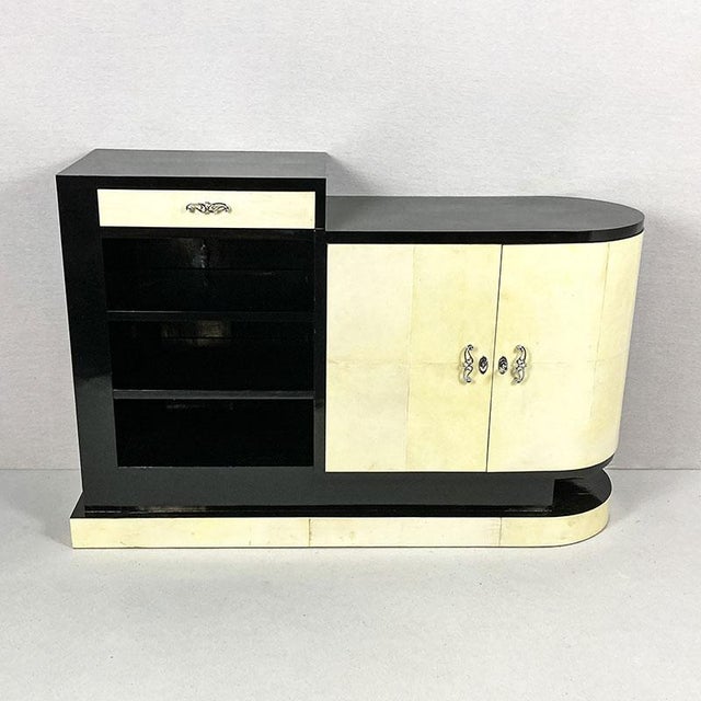 Black Art Deco Storage Unit in Parchment and Black Lacquer, 1930s For Sale - Image 8 of 8