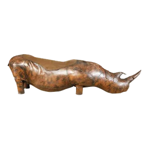 80" Leather Superking Rhinoceros by Valenti, Spain, circa 1970s, Signed