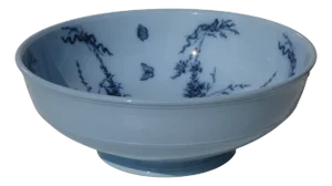 Victorian Blue Ceramic Bowl from Brown Westhead Moore & Co., 1890s