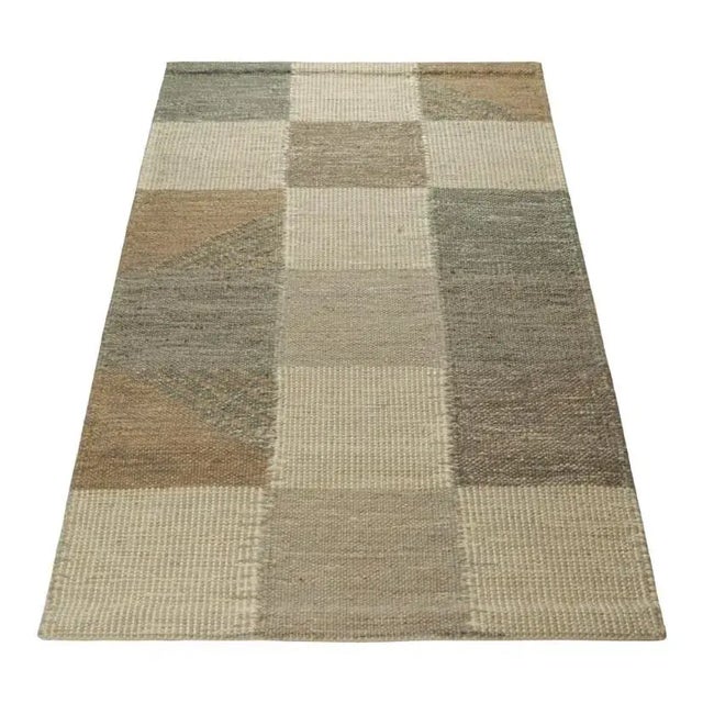 2010s Rug & Kilim’s Scandinavian Style Rug in Blue and Gray, With Geometric Patterns For Sale - Image 5 of 8