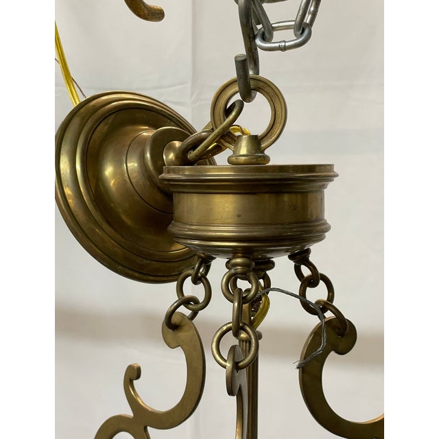 Metal Large 19th Century Solid Bronze Gothic Lantern, Six Lights, Circular For Sale - Image 7 of 9