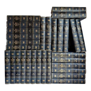 1958 Complete Set Encyclopedia Americana Navy Blue and Gold 30 Volumes For Sale