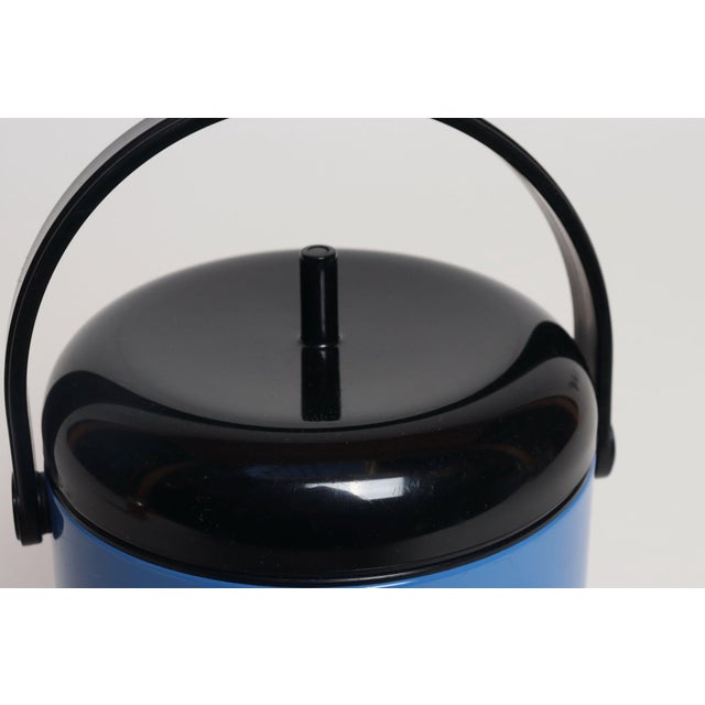 Baby Blue Vintage Japanese Crown Corning "Thermique" Sky Blue Ice Bucket/Pail With Tongs For Sale - Image 8 of 16