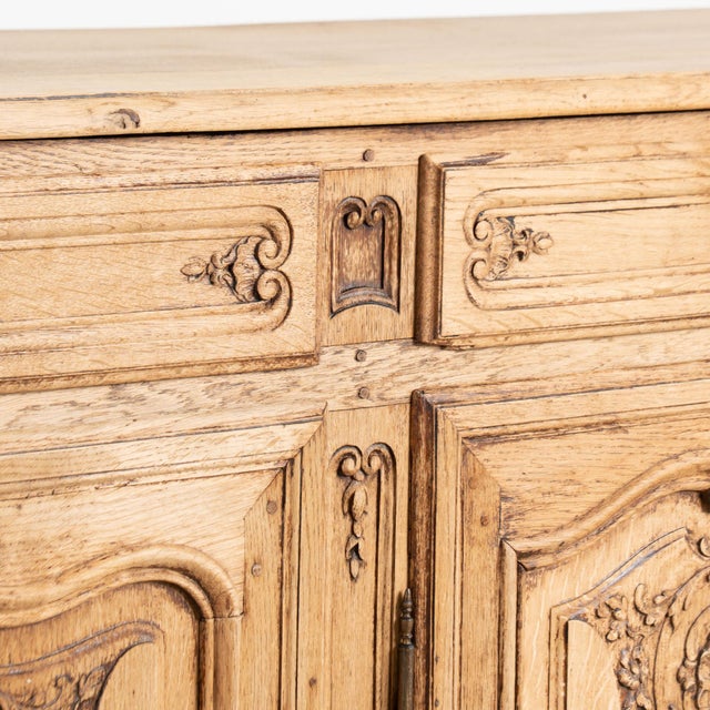 Wood 19th Century Large French Carved Bleached Oak Sideboard Buffet For Sale - Image 7 of 18
