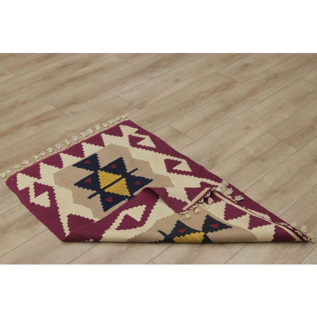 1970s Southwestern Geometric Style Natural Turkish Oushak Kilim Rug For Sale - Image 11 of 13