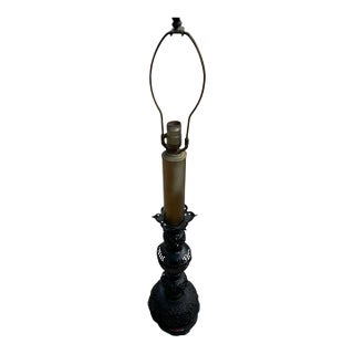 Vintage Victorian Japanese Hand Carved (Japonisme) Aesthetic Movement Lamp Tall For Sale