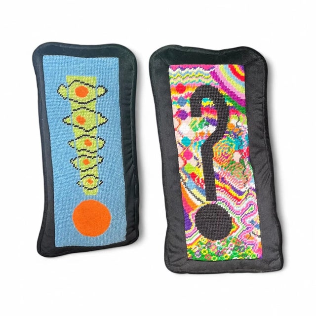 Hand-Embroidered Needlepoint "Huh?" Custom Made Pillow, Original For Sale - Image 6 of 7