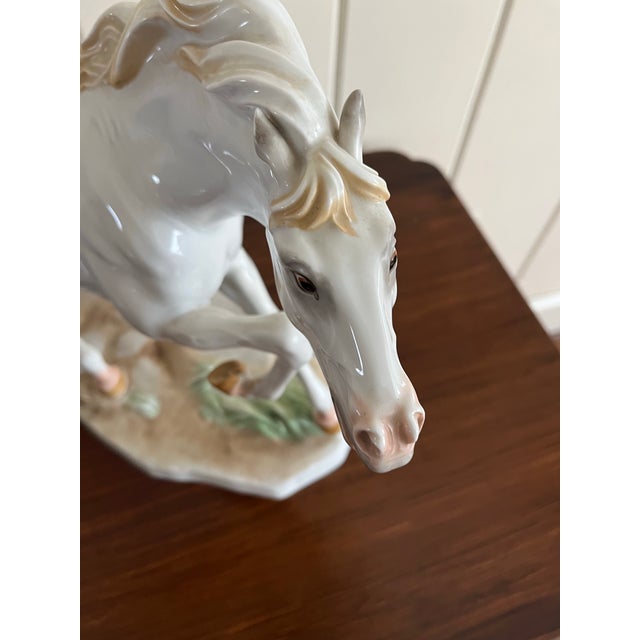 Mid 20th Century Wien Austria Porcelain Stallion Sculpture For Sale - Image 4 of 8